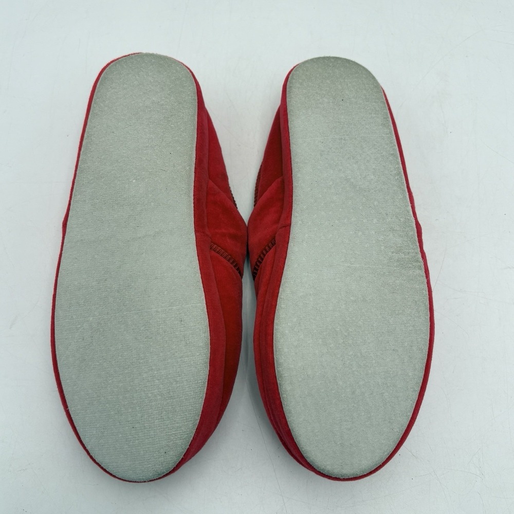 Victoria's Secret Slippers Womens Medium Red Velour Mule House Shoes - Picture 8 of 9